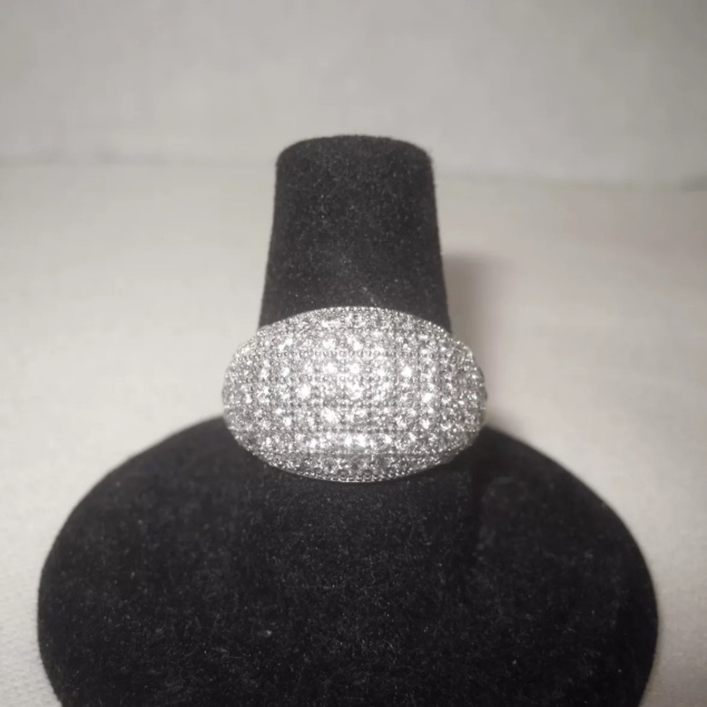 NEW Sterling Silver Ring 925 CZ Round Cut Pave Set Wedding Band Dome jewelry